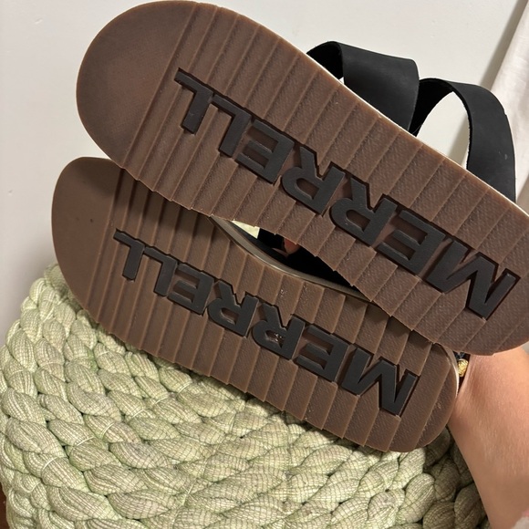 Merrell Juno Black Leather Toe Loop Slip On Wrap Sandals - Picture 9 of 9